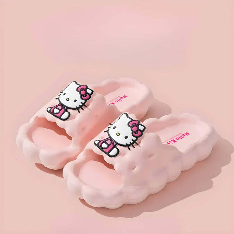 Y2K Aesthetic Cloud Slippers with Hello Kitty Design for Trendy Style