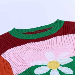 Y2K Aesthetic Coquette 90s Daisy Sweater - Trendy Vintage Style
