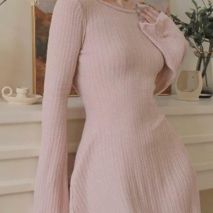 Y2K Aesthetic Coquette Backless Mini Dress with Pink Ruffle Skirt