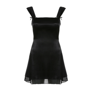 Y2K Aesthetic Coquette Black Mini Dress with Ruffle Details