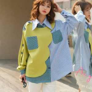 Y2K Aesthetic Coquette Buttoned Patchwork Shirt for Trendy Outfits