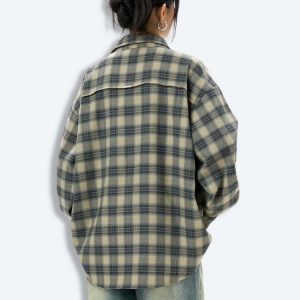 Y2K Aesthetic Coquette Checkered Shirt with Ruffle Details & Style