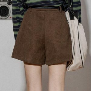 Y2K Aesthetic Coquette Corduroy Shorts for Trendy Skater Outfits