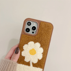 Y2K Aesthetic Coquette Daisy Plush iPhone Cover - Trendy & Cute Design