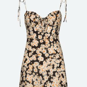 Y2K Aesthetic Coquette Daisy Tie Strap Mini Dress for Trendy Looks