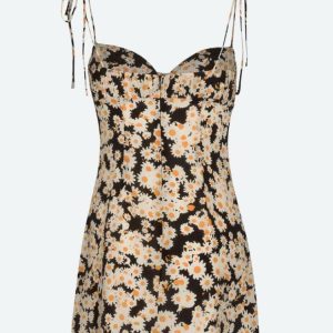 Y2K Aesthetic Coquette Daisy Tie Strap Mini Dress for Trendy Looks