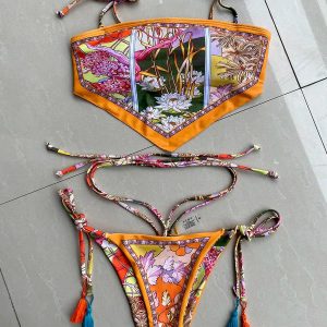 Y2K Aesthetic Coquette Floral Bandana Bikini Set for Trendy Summer Vibes