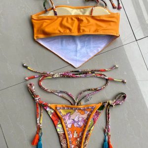 Y2K Aesthetic Coquette Floral Bandana Bikini Set for Trendy Summer Vibes