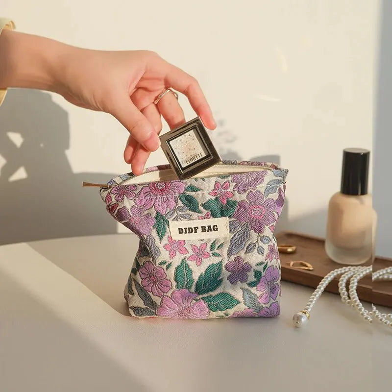 Y2K Aesthetic Coquette Floral Mini Makeup Bag for Trendy Outfits