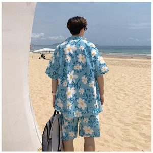 Y2K Aesthetic Coquette Flower Shirt & Shorts Two Piece Set