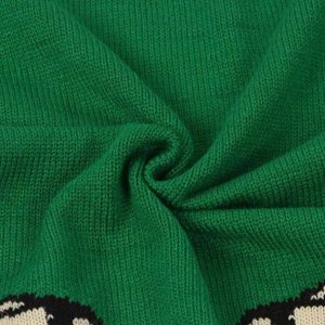 Y2K Aesthetic Coquette Green Leopard Sweater - Trendy Vintage Style