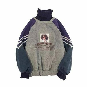 Y2K Aesthetic Coquette High Neck Sweatshirt with Retro Vibes