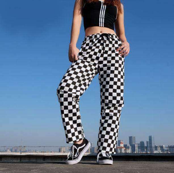 Y2K Aesthetic Coquette High Waist Black & White Pants for Trendy Looks