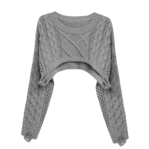 Y2K Aesthetic Coquette Knitted Super Cropped Sweater for Trendy Looks