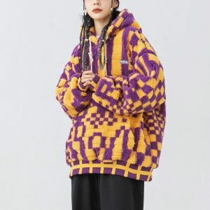 Y2K Aesthetic Coquette Oversized Plush Hoodie for Trendy Outfits