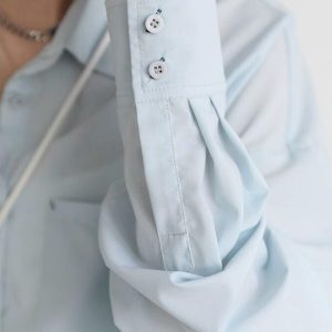 Y2K Aesthetic Coquette Oversized Poplin Shirt for Trendy Outfits