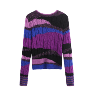 Y2K Aesthetic Coquette Purple Flow Sweater with Round Neck Design