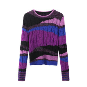 Y2K Aesthetic Coquette Purple Flow Sweater with Round Neck Design