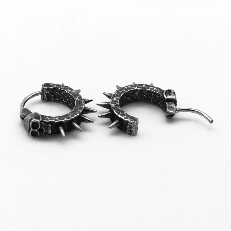 Y2K Aesthetic Coquette Skull Spiked Hoop Earrings for Trendy Looks