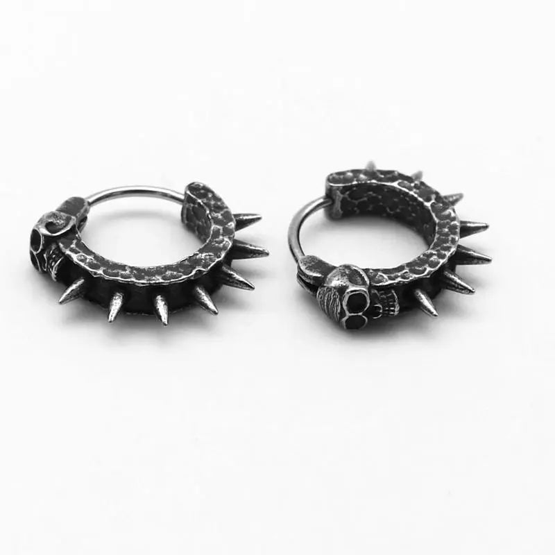 Y2K Aesthetic Coquette Skull Spiked Hoop Earrings for Trendy Looks