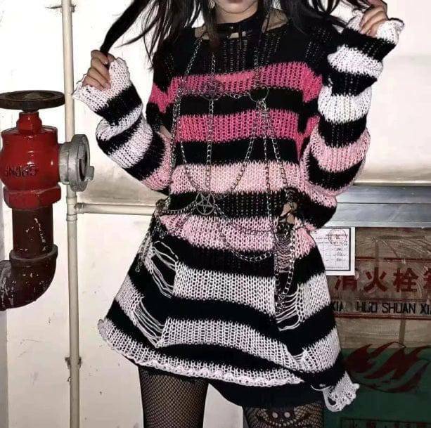 Y2K Aesthetic Coquette Sweater: Grunge Style with Bow Details