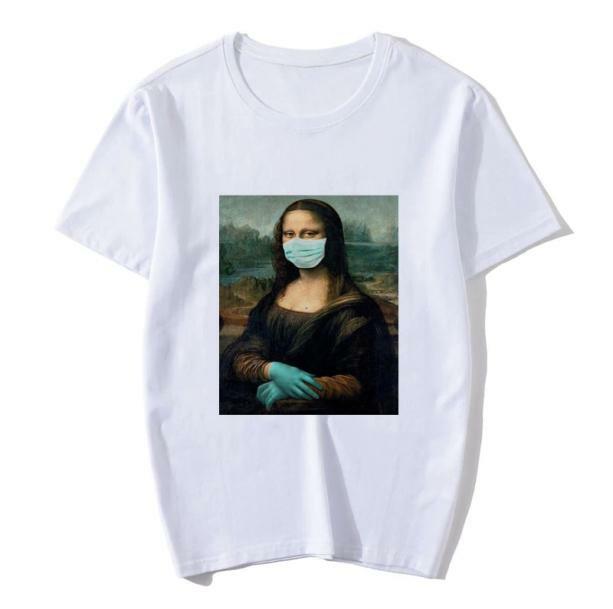 Y2K Aesthetic Coquette T-Shirt with Mona Lisa Mask Design