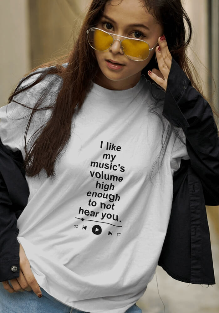 Y2K Aesthetic Coquette Tee: 'I Like My Music's Volume' Graphic Top