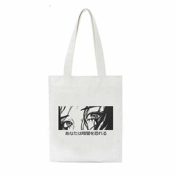 Y2K Aesthetic Coquette Tote Bag with Anime Eyes - Trendy & Unique