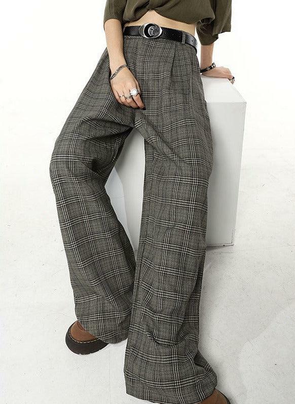 Y2K Aesthetic Coquette Wide Leg Plaid Pants for Trendy Outfits