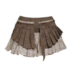 Y2K Aesthetic Coquette Woodland Mini Skirt with Ruffle Details