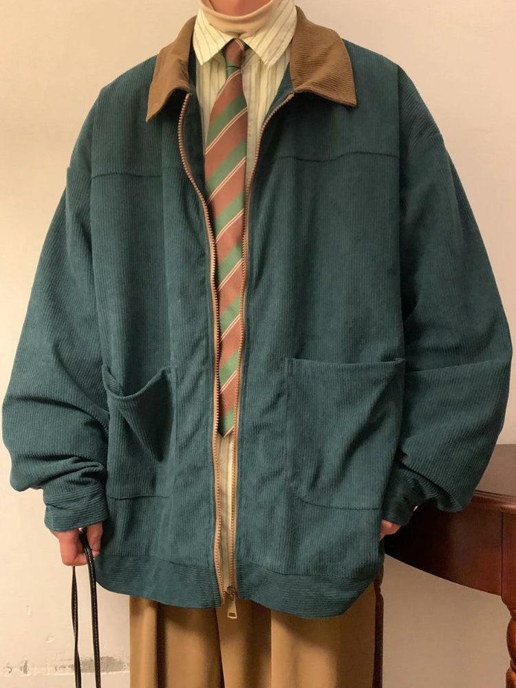 Y2K Aesthetic Corduroy Color Block Jacket for Trendy Outfits