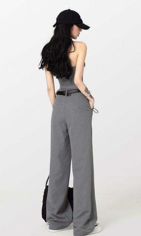 Y2K Aesthetic Corset Top & Wide Leg Pants Set for Trendy Outfits