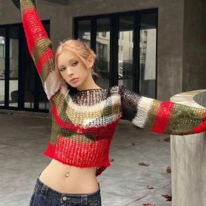 Y2K Aesthetic Crochet Sweater: Trendy Coquette Style for Every Occasion