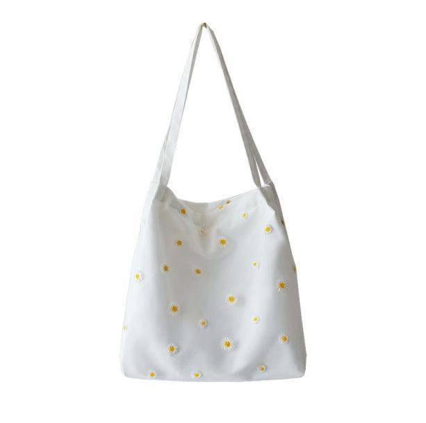 Y2K Aesthetic Daisy Embroidered Tote Bag for Trendy Coquette Style