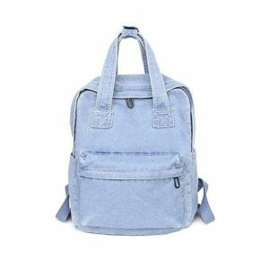 Y2K Aesthetic Denim Backpack with Cute Accessories for Trendy Outfits