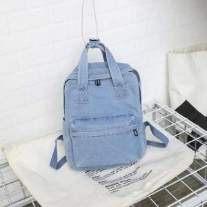 Y2K Aesthetic Denim Backpack with Cute Accessories for Trendy Outfits