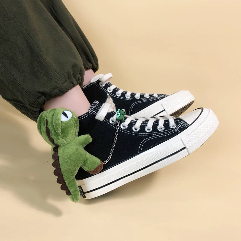 Y2K Aesthetic Dinosaur Canvas Shoes for Trendy Skater Outfits