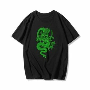 Y2K Aesthetic Dragon T-Shirt: Trendy Grunge & Coquette Style Top