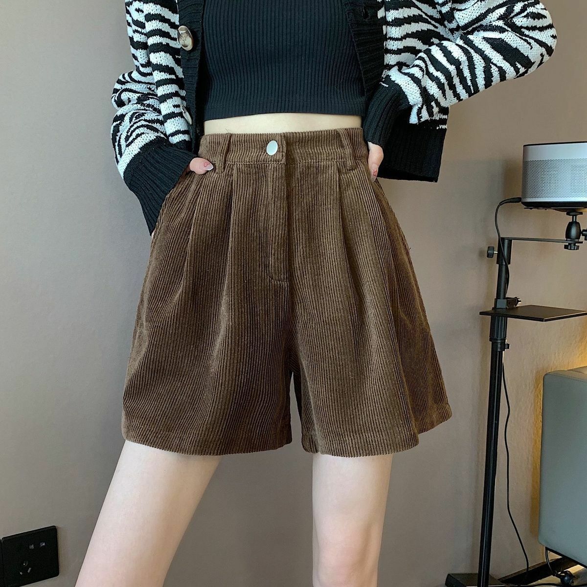 Y2K Aesthetic High Waist Corduroy Shorts for Trendy Coquette Style