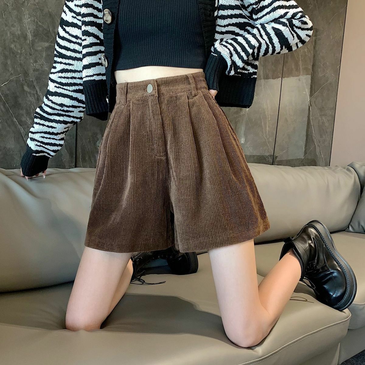 Y2K Aesthetic High Waist Corduroy Shorts for Trendy Coquette Style