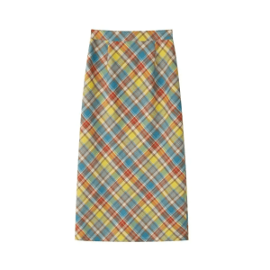 Y2K Aesthetic Midi Plaid Rainbow Skirt for Trendy Coquette Style