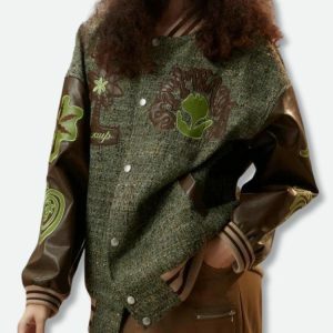 Y2K Aesthetic Patchwork Bomber Jacket for Trendy Coquette Style