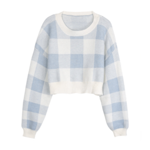 Y2K Aesthetic Plaid Preppy Cropped Sweater for Trendy Outfits