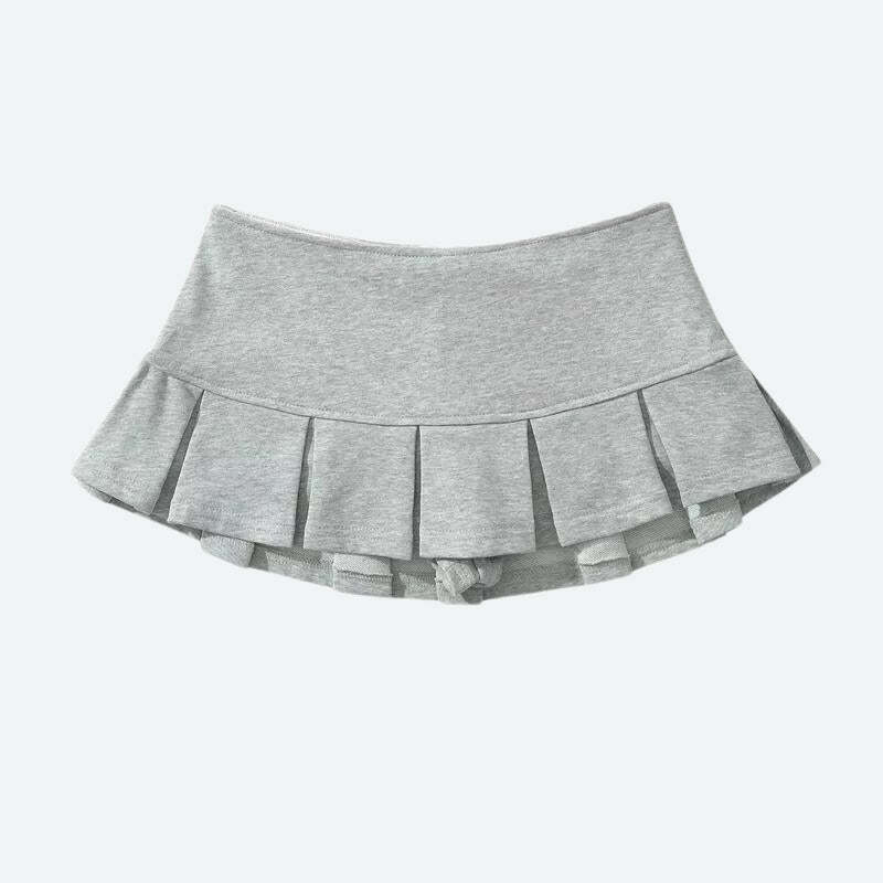 Y2K Aesthetic Pleated Micro Mini Skort with Front Buckle Detail