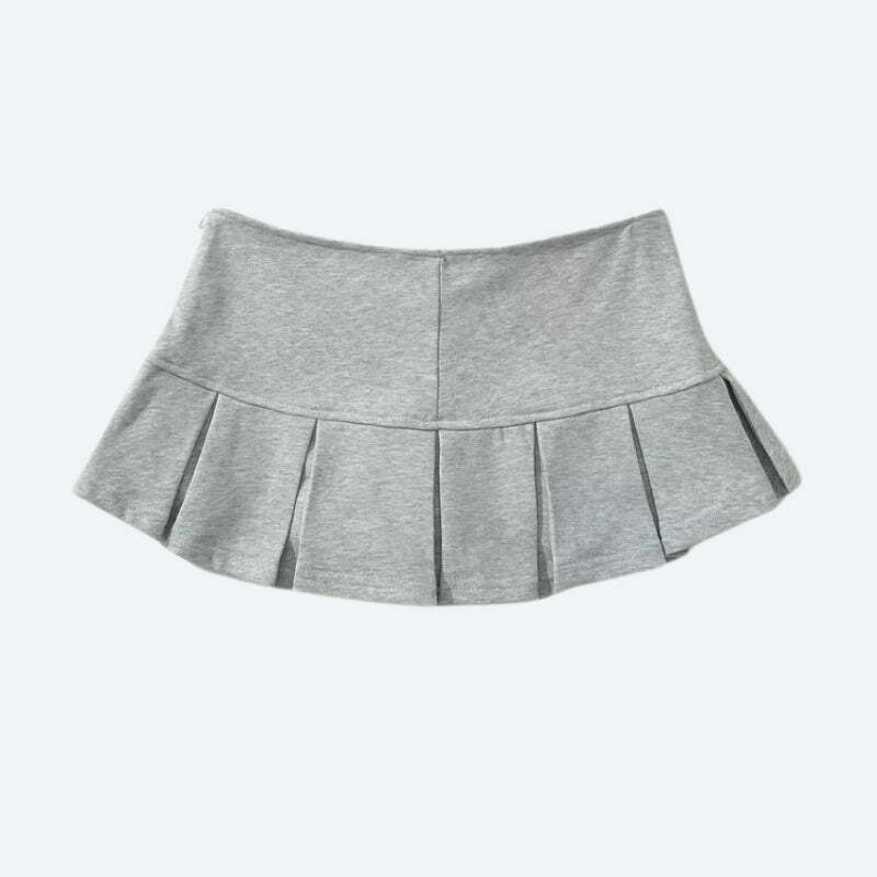 Y2K Aesthetic Pleated Micro Mini Skort with Front Buckle Detail