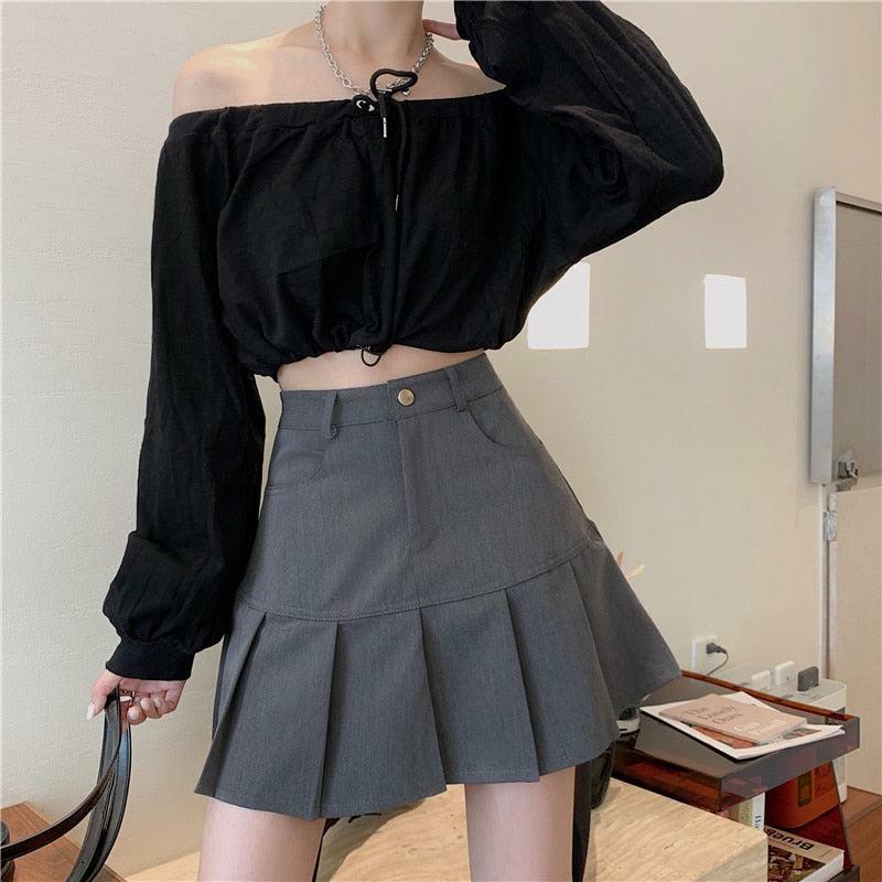 Y2K Aesthetic Pleated Mini Skirt - Preppy Style for Trendy Outfits