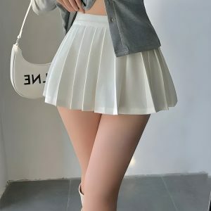 Y2K Aesthetic Pleated Tennis Mini Skirt - Preppy & Grunge Style Essential