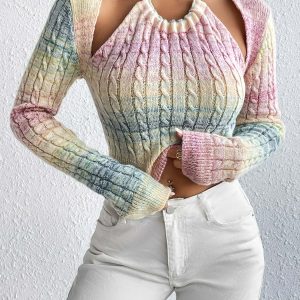 Y2K Aesthetic Rainbow Crochet Top - Trendy Coquette Style for Every Occasion