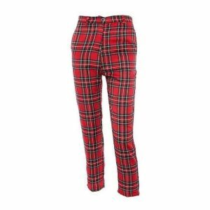 Y2K Aesthetic Red Checkered Pants for Trendy Coquette Style