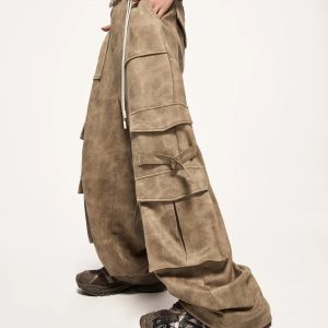 Y2K Aesthetic Safari Cargo Pants: Trendy Grunge & Coquette Style